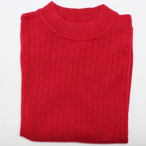 Women's Sag Harbor Red Short Sleeve Extra Large Sparkling Sweater
